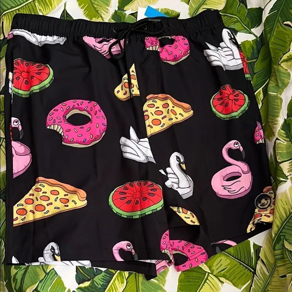 NWT Neff Fun Patterned Men's Swim Board Shorts